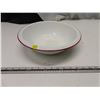 Image 1 : Vintage White Enamel Bowl w/ Red Rim