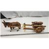 Image 5 : Wooden barrels wagon, w/ donkey and figure