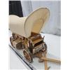 Image 3 : Large wooden wagon, w/ cloth top - 14" long x 10.5"H