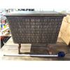 Image 2 : Vintage brown wicker standing hamper/sewing box - 19.5"x12"x18"H