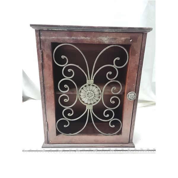 Small display shelf, w/ metal accented door - 14.5"W x 17"H x 6.5"D