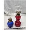 Image 1 : Blue glass perfume lamp & red coal oil lamp