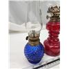 Image 2 : Blue glass perfume lamp & red coal oil lamp