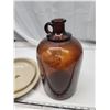 Image 5 : Large brown glass bottle & #2 stoneware lid - 8" inside
