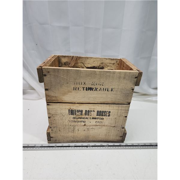 Small "British Drugs" wooden crate - 12x7.5x12"H