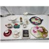 Image 1 : Large bundle of décor items - platters, cream n sugar dishes, tea cups, teapot n cup, etc.