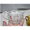 Image 3 : Crystal glass cream and sugar dishes  & blown glass pitcher