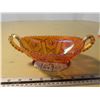 Image 1 : Imperial star and file marigold carnival glass sawtooth bowl wih handles