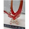 Image 4 : Red/orange blown glass decorative bowl - 15"H