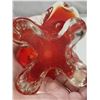 Image 5 : Red/orange blown glass decorative bowl - 15"H