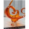 Image 4 : Bright orange "Chalet" blown glass decorative bowl - 14"H x 10"across