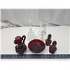 Image 1 : Red glasswares & décor wine glass and unicorn bell