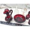 Image 3 : Red glasswares & décor wine glass and unicorn bell