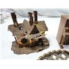 Image 3 : Assorted vintage items - 2 wooden music boxes, tin house, brass dish, etc
