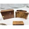 Image 7 : Assorted vintage items - 2 wooden music boxes, tin house, brass dish, etc
