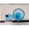 Image 2 : Blue glass candy dish, w/ lid - 11"H