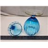 Image 4 : Blue glass candy dish, w/ lid - 11"H