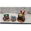 Image 1 : 2 Light up christmas buildings & Santa figurine