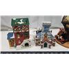Image 2 : 2 Light up christmas buildings & Santa figurine
