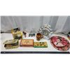 Image 1 : Assorted items - Clock, tins, knick knacks