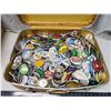 Image 1 : Vintage suitcase, filled w/ pin buttons