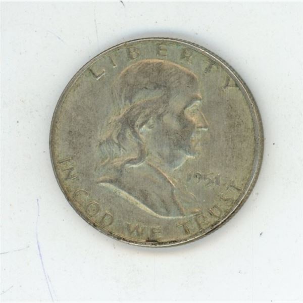 1951 USA Franklin silver 50 cent coin