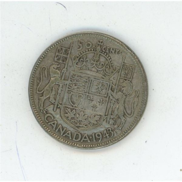 1943 Canadian silver 50 cent coin