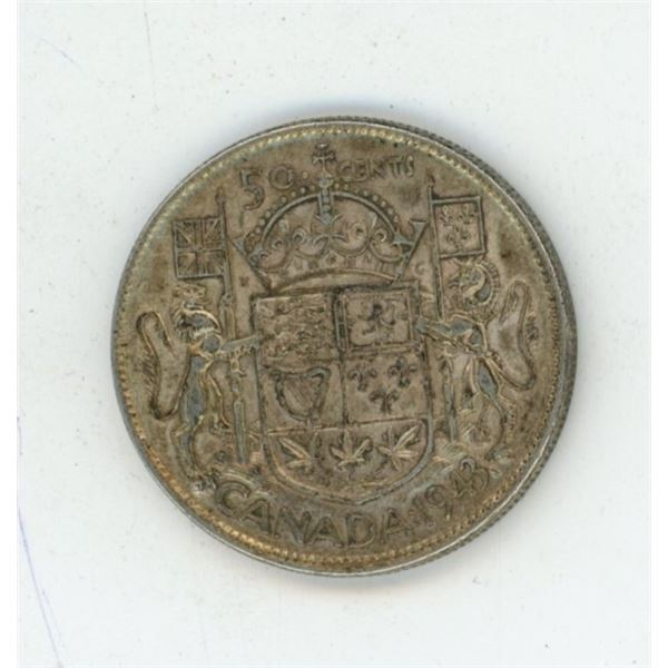 1943 Canadian silver 50 cent coin