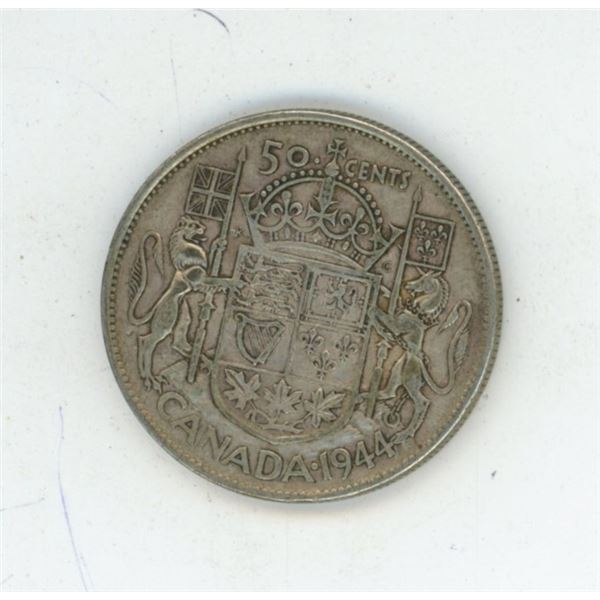 1944 Canadian silver 50 cent coin