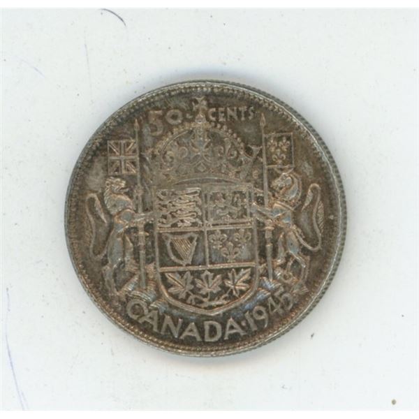 1945 Canadian silver 50 cent coin