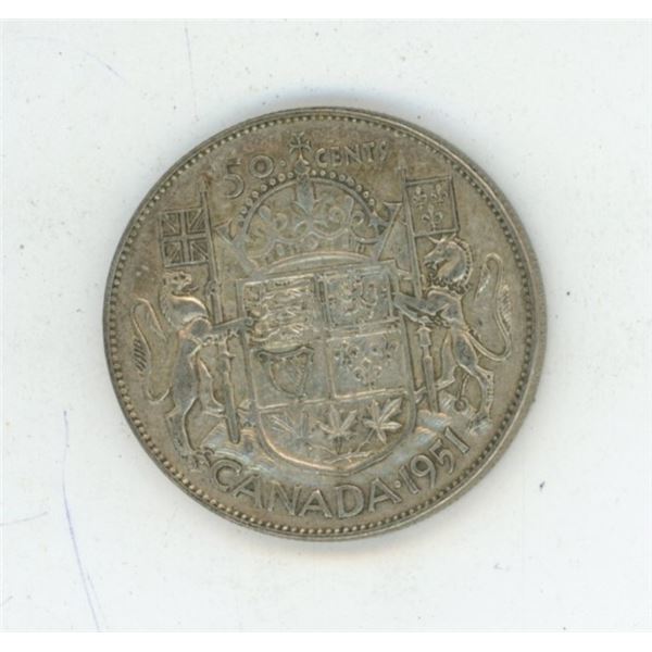 1951 Canadian silver 50 cent coin