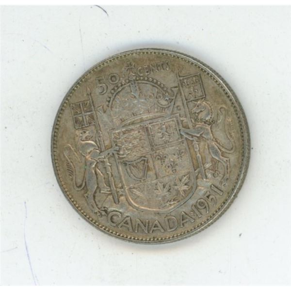 1951 Canadian silver 50 cent coin