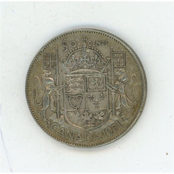 1951 Canadian silver 50 cent coin