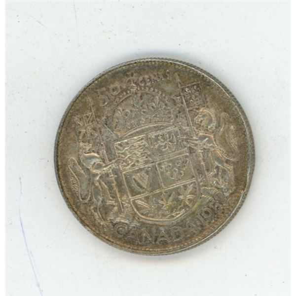 1952 Canadian silver 50 cent coin