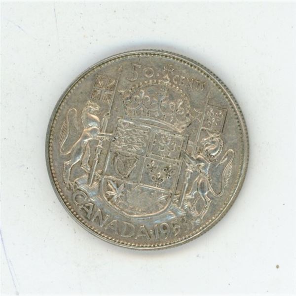 1953 Canadian silver 50 cent coin