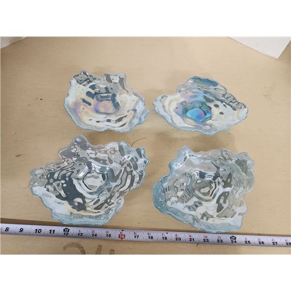 4 Matching irridescent blue décor candy dishes