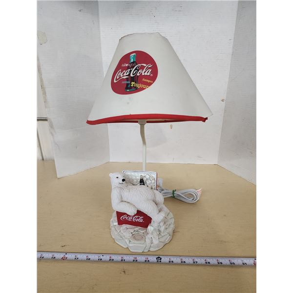 Nice Coca-Cola lamp - works - shade has damage