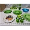 Image 2 : Assorted green glass dish wares