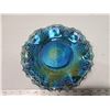 Image 1 : Blue carnival glass candy dish - 10" across
