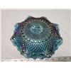 Image 3 : Blue carnival glass candy dish - 10" across