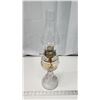 Image 3 : Embossed glass coal oil lamp, w/ oil catcher and chimney