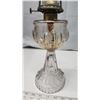 Image 4 : Embossed glass coal oil lamp, w/ oil catcher and chimney