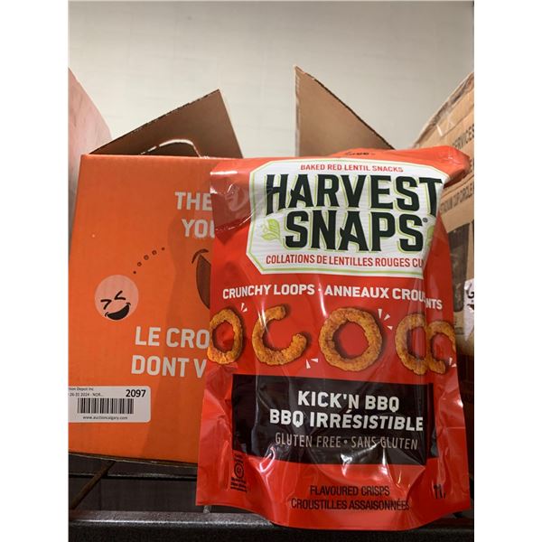 CASELOT -Harvest Snaps Baked Red Lentil Snack Crunchy Loops Kick'n BBQ 12 x 71g
