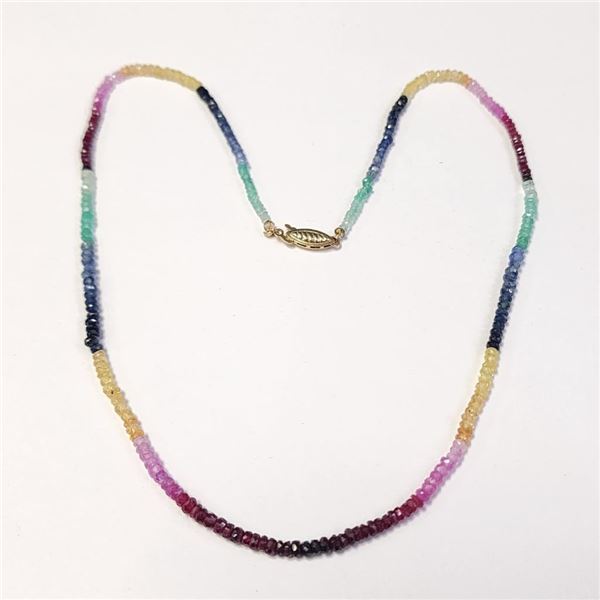 14K Yellow Gold Ruby Emerald And Sapphire 16"0 Necklace, Suggested Retail Value $1000