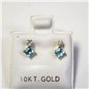 Image 1 : 10K Yellow Gold Blue Topaz (0.44ct) Diamond(0.06ct) Earrings, Made in Canada, Suggested Retail Value