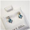 Image 2 : 10K Yellow Gold Blue Topaz (0.44ct) Diamond(0.06ct) Earrings, Made in Canada, Suggested Retail Value