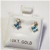 Image 3 : 10K Yellow Gold Blue Topaz (0.44ct) Diamond(0.06ct) Earrings, Made in Canada, Suggested Retail Value