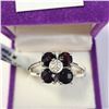 Image 1 : Silver Garnet And Cz (1.9ct) Ring (~Size 7.5)(Ring is resizable for $40) (~weight 4.05g), Suggested 