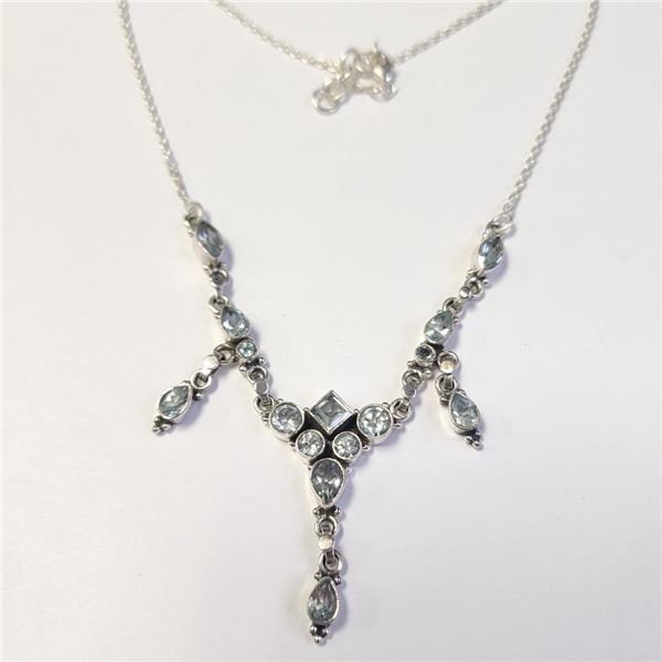 Silver Blue Topaz 18" Necklace, Suggested Retail Value $300