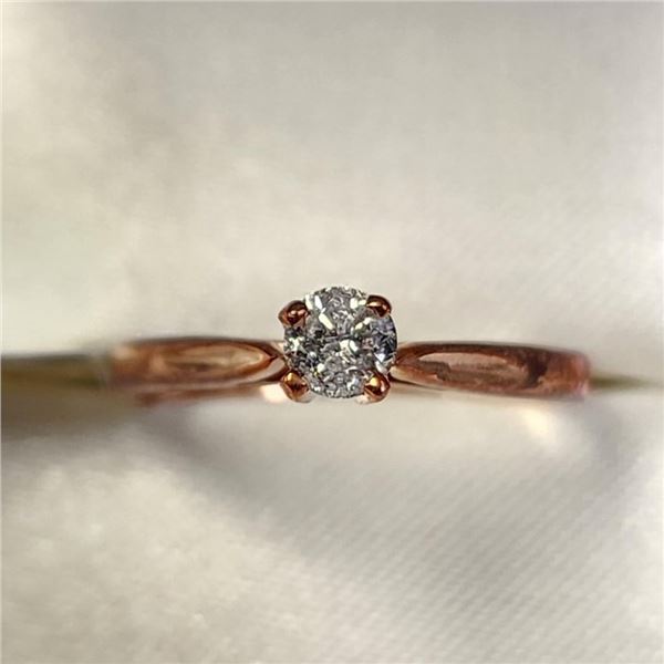 10K Rose Gold Diamond(0.2ct) Ring (~Size 6)(Ring is resizable for $40) (~weight 1.27g), Made in Cana